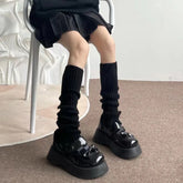 Solid Color Y2K Leg Warmers For Women Lolita Japanese Style Warm Thicken Socks Over Keen Autumn Winter Slimming Heap Heap Socks - KawaSocks